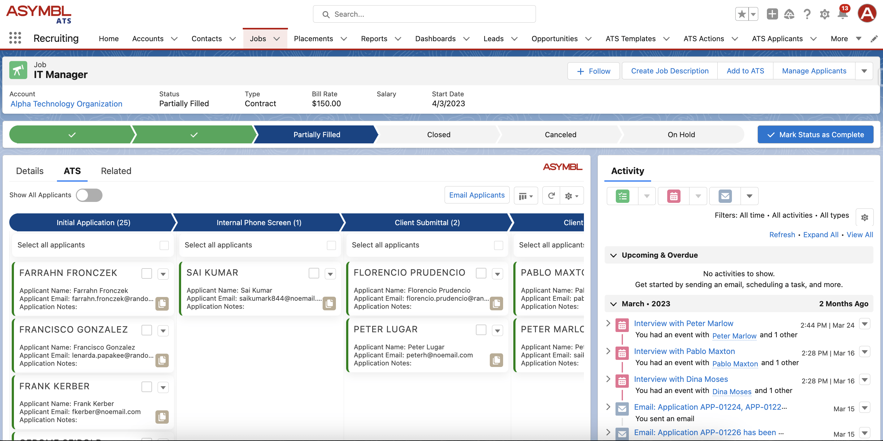 Asymbl ATS Kanban View Screenshot